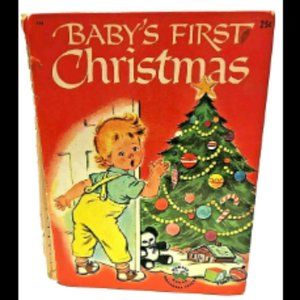 BABY'S FIRST CHRISTMAS Children's Wonder Book 1959 Hardback Vintage Damage Spine